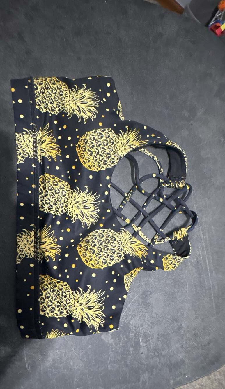 Constantly Varied Gear Pineapple Sports Bra Size XS Cage Back